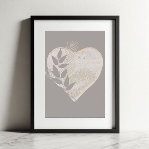 Heart of Nature - Minimalist Botanical Heart-Shaped Digital Art Print l - Picture 5 of 7